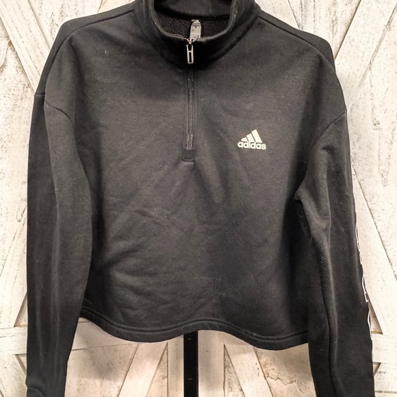 adidas Tops - Adidas Black Half-Zip Sweatshirt